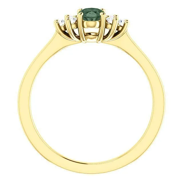 14KT GOLD 0.60 CT ALEXANDRITE & .12 CTW DIAMOND ACCENT RING