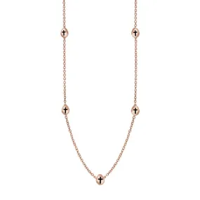 18ct Rose Gold Whitby Jet Cross Link Disc Chain Necklace