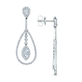 18ct White Gold Long Drop Diamond Earrings