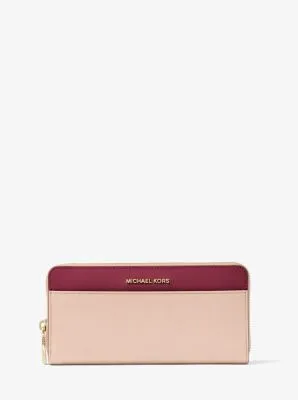 Color-Block Saffiano Leather Continental Wallet