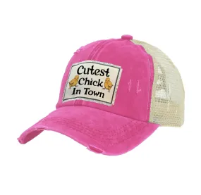 Cutest Chick In Town Vintage Distressed Trucker Adult Hat