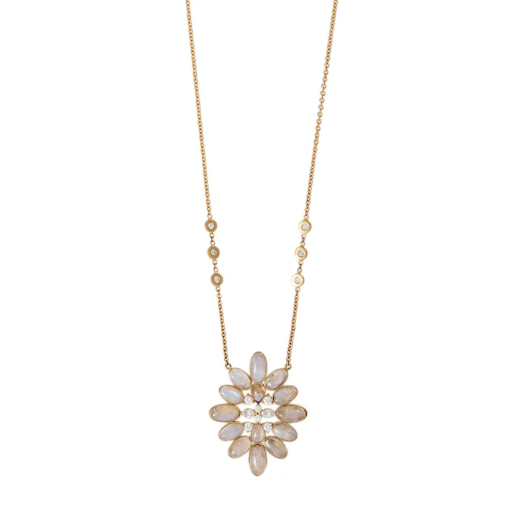 DIAMOND   MOONSTONE BLOSSOM NECKLACE