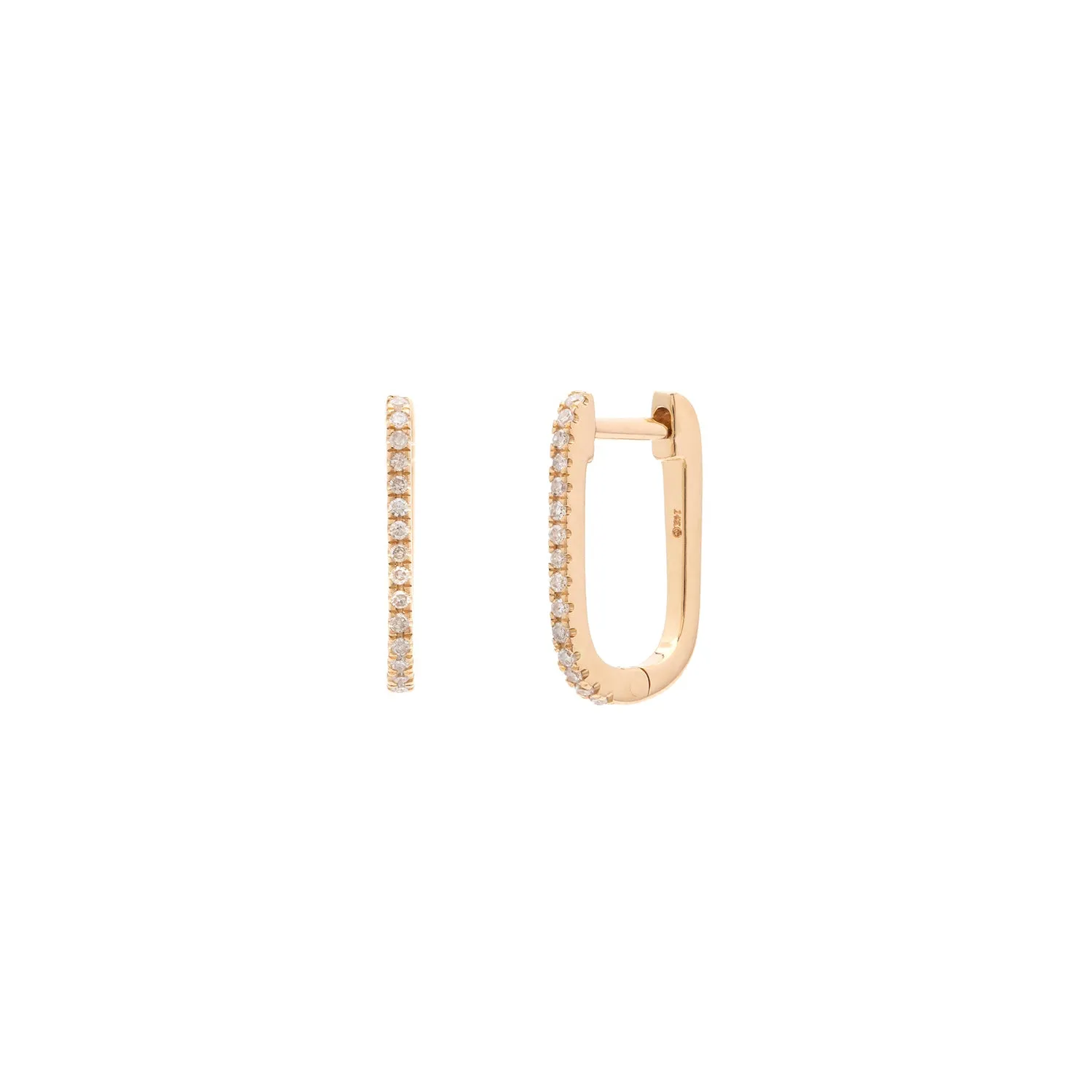 Diamond Pavé U Hoops | 14k Gold & Diamond