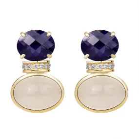 Earrings - Iolite, Moonstone And Diamond (2385F)