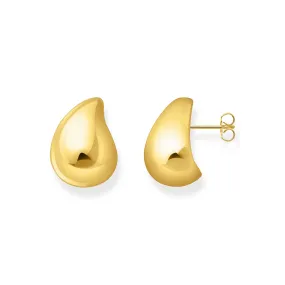 Gold-plated organic drop-shaped ear studs