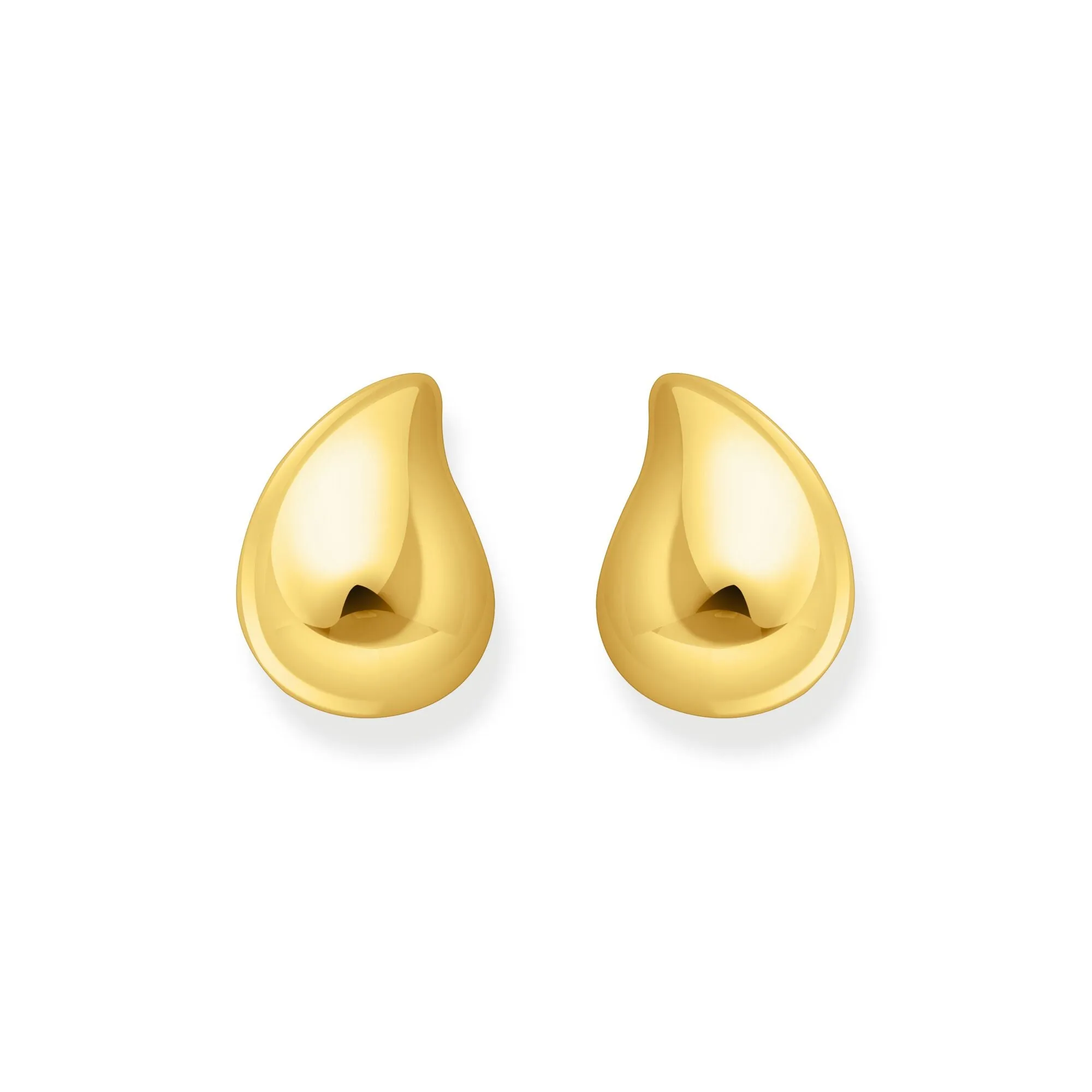 Gold-plated organic drop-shaped ear studs