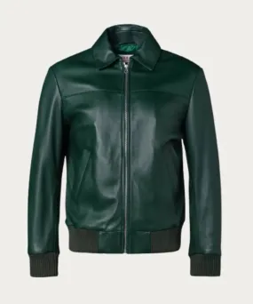 Green Lamb Leather Biker Jacket