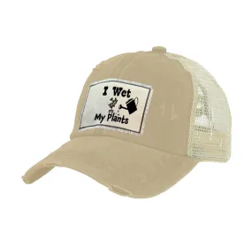 I Wet My Plants Vintage Distressed Trucker Adult Hat