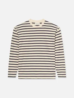 Long Sleeve Relaxed Striped Tee -- Dark Navy Stripe