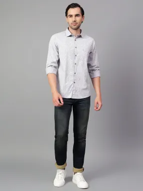 Men's Grey Printed Full Sleeve Casual Shirt