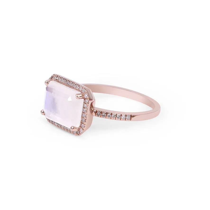 MOONSTONE AND DIAMOND RING