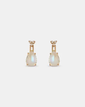 Skull Moonstone   Diamond Drop Earrings