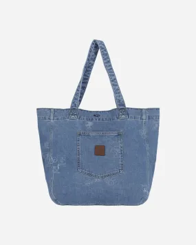 Stamp Tote Bag Blue Bleached