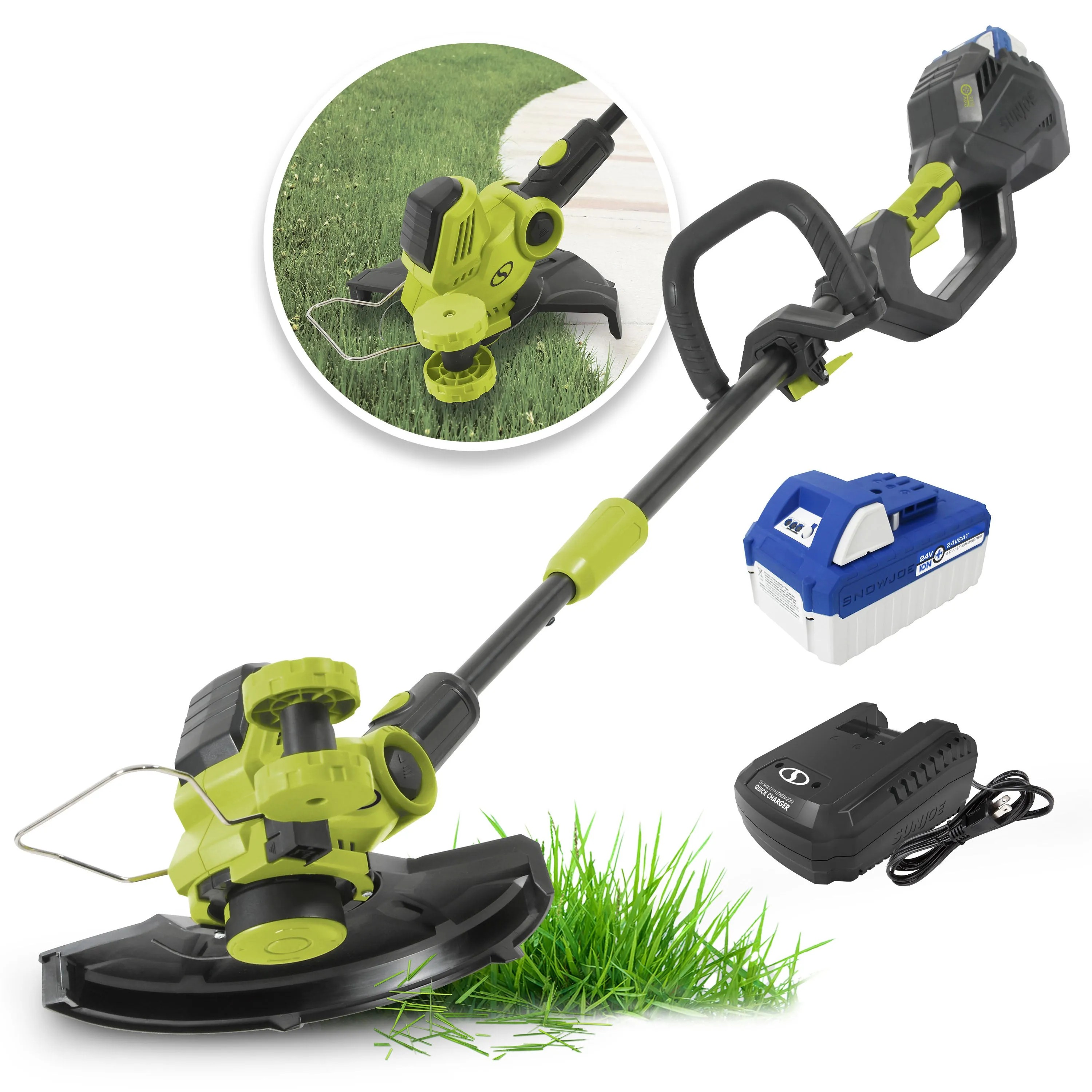 Sun Joe 24V-ST14 24-Volt* IONMAX Cordless String Trimmer Kit  | 12-inch | Multi-Angle Head | W/ 4.0-Ah Battery   Charger