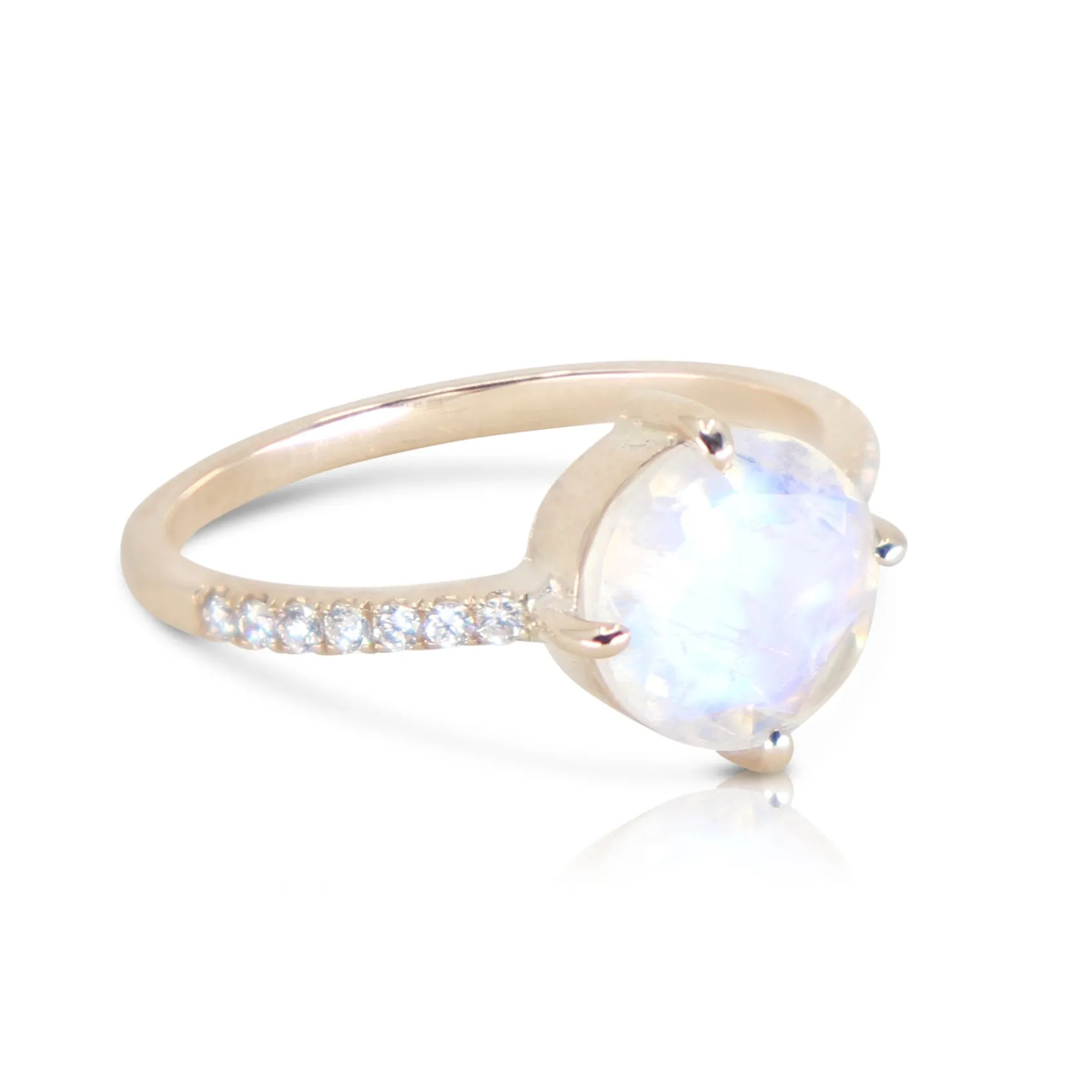 Yellow Gold Moonstone Solitaire Ring